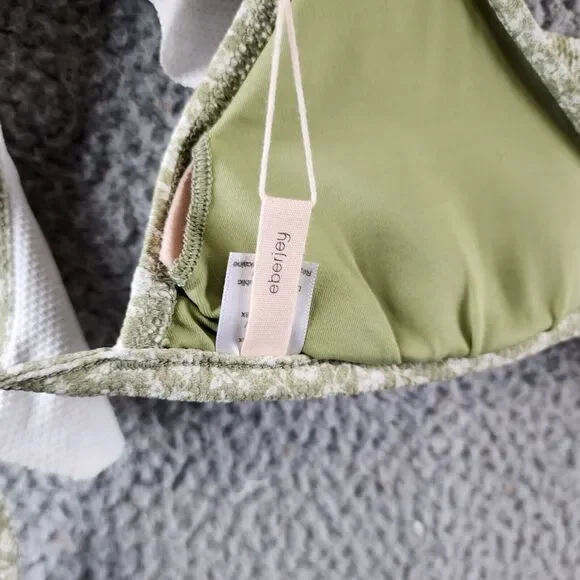 Eberjey Graziela Bikini Top Women's M Pear/Ivory Floral Ruffle Trim Tie Closure - Picture 15 of 15